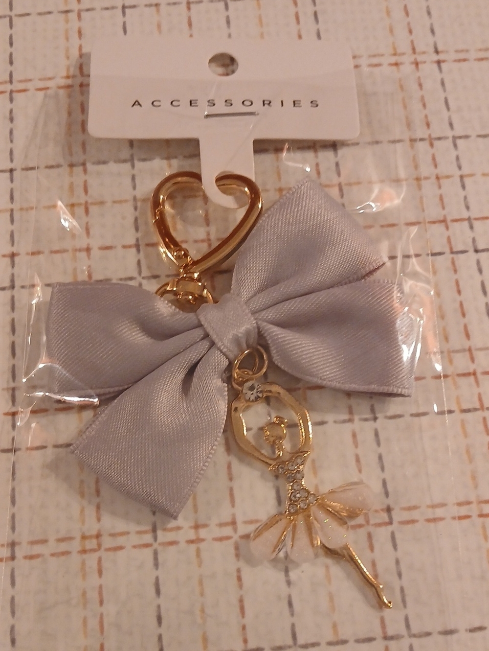 Bow and ballerina Bag Charm With Heart Clasp - Picture 1 of 5